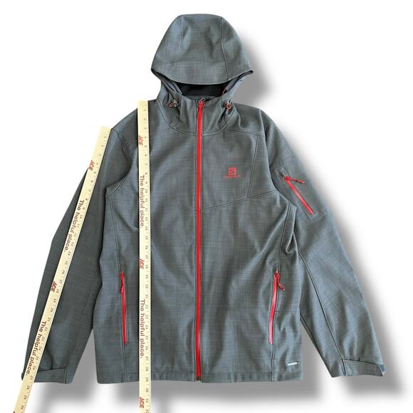 Salomon‎ Men’s L AdvancedSkin Dry 10K/10K Softshell Hooded Jacket Gray Red - Picture 5 of 11